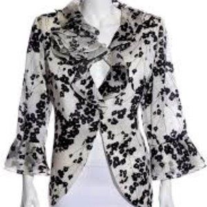 Frescara Toronto Silk Black & White Floral Top
